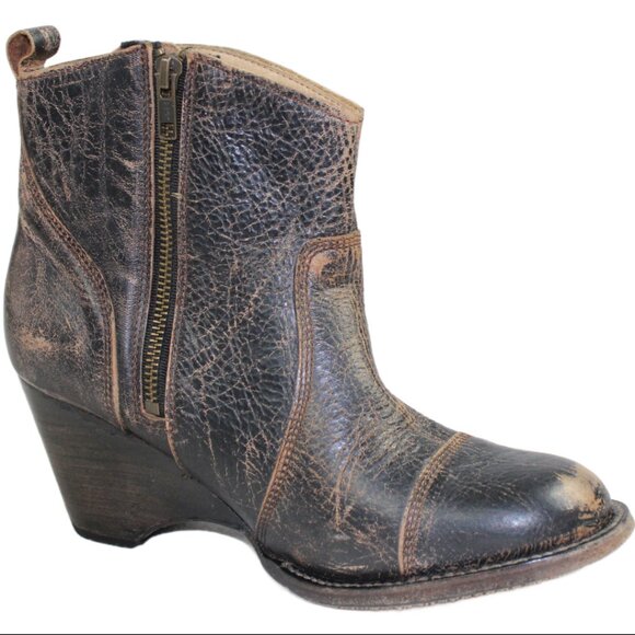 Bed Stu Gentry Black Lux Western Boho Wedge Bootie, Size 9 - Picture 4 of 9